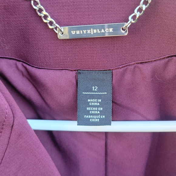 White House Black Market Burgundy Blazer Moto Jacket - Picture 2 of 6